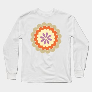 Retro Flower in buttercream, orange, gold and purple Long Sleeve T-Shirt